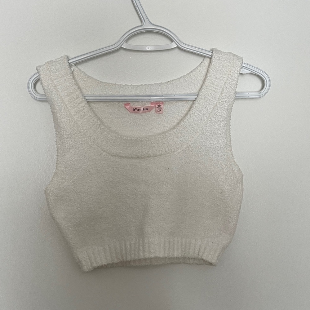 La Vie En Rose White Knit Crop Top